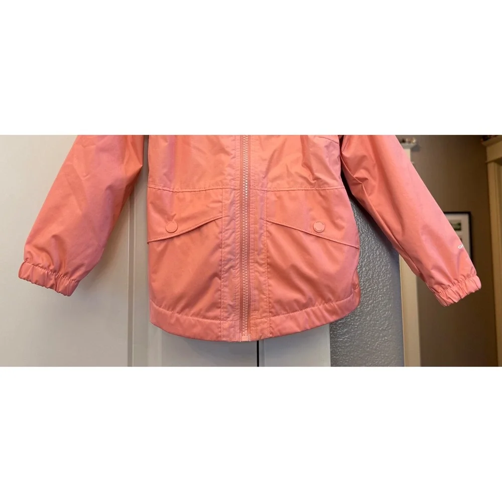 Columbia Girls 3T Coral Fleece Lined Omni-Tech Hooded Rain Jacket Rainy Trails